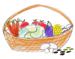 Panier de fruits et légumes.