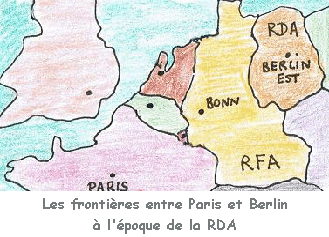 Les frontières entre Paris et Berlin à l'époque de la RDA.