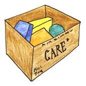 Care-Paket gezeichnet