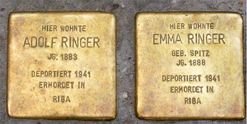 Stolpersteine des Ehepaars Adolf und Emma Ringer in Berlin-Kreuzberg