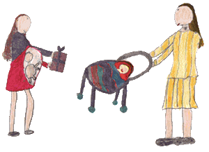 En tant que journaliste, il est possible de traiter l'actualité, mais aussi des questions de société. Par exemple, Blandine Milcent s'intéresse au fait que les Allemands aient moins d'enfants que les Français. Dessin réalisé par un reporter du Grand méchant loup concernant la question : pourquoi les Allemands ont-ils moins d'enfants que les Français ?